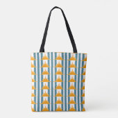 Oranje Gele Zon op Blauwgroen Stripes Tote Bag (Achterkant)