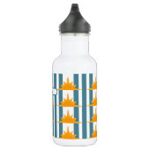 Oranje Gele Zon op Blauwgroen Stripes Waterfles (Rechts)