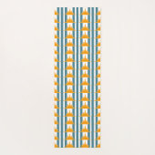 Oranje Gele Zon op Blauwgroen Stripes Yogamat (Achterkant)