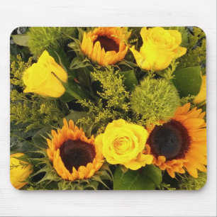 Oranje Gele Zonnebloem Rozen Floral Bouquet Muismat