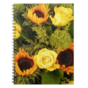 Oranje Gele Zonnebloem Rozen Floral Bouquet Notitieboek