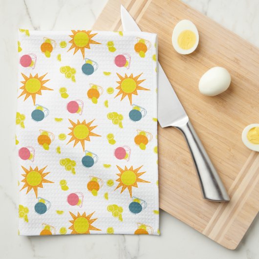 Oranje Gele Zonneroze Blauwgroen Pitchers Theedoek (Quarter Fold)