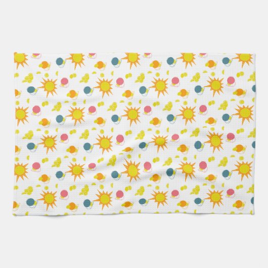 Oranje Gele Zonneroze Blauwgroen Pitchers Theedoek (Horizontaal)