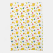 Oranje Gele Zonneroze Blauwgroen Pitchers Theedoek (Verticaal)