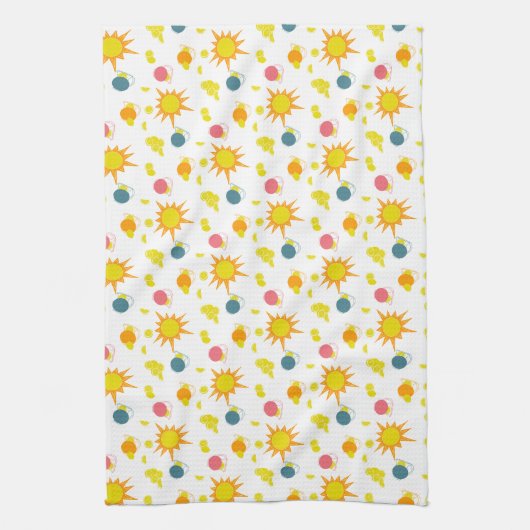 Oranje Gele Zonneroze Blauwgroen Pitchers Theedoek (Verticaal)