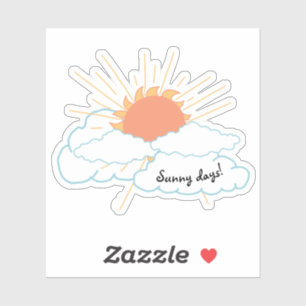Oranje Gele Zonneschijn Wolken Sticker
