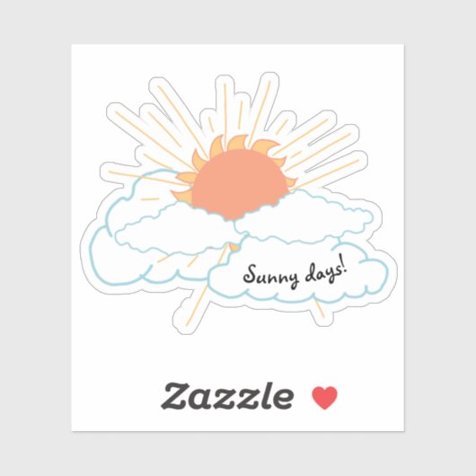 Oranje Gele Zonneschijn Wolken Sticker (Vel)