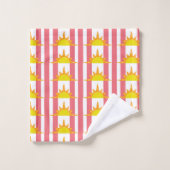 Oranje Gele Zonnezonen op Roze Stripes Bad Handdoek (Wasdoekje)