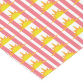 Oranje Gele Zonnezonen op Roze Stripes Korte Tafelloper (Hoek)