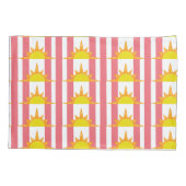 Oranje Gele Zonnezonen op Roze Stripes Kussensloop (Achterkant-Links)