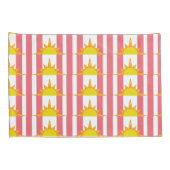 Oranje Gele Zonnezonen op Roze Stripes Kussensloop (Achterkant-Rechts)