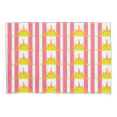 Oranje Gele Zonnezonen op Roze Stripes Kussensloop (Voorkant-Links)