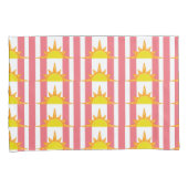 Oranje Gele Zonnezonen op Roze Stripes Kussensloop (Voorkant-Rechts)