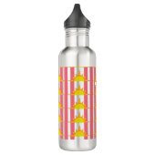 Oranje Gele Zonnezonen op Roze Stripes Waterfles (Links)