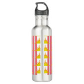 Oranje Gele Zonnezonen op Roze Stripes Waterfles (Achterkant)