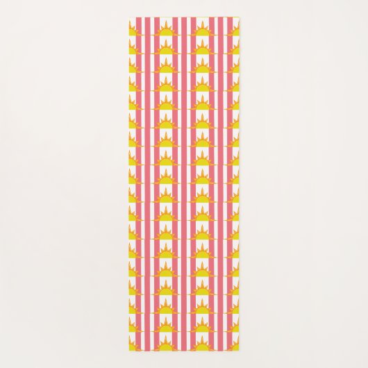 Oranje Gele Zonnezonen op Roze Stripes Yogamat (Achterkant)
