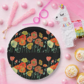 Oranje gele zwarte papaver, bloem papieren bordje (Feest)