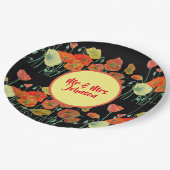 Oranje gele zwarte papaver  papieren bordje (Gekanteld)