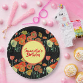 Oranje gele zwarte papavermakerij Bloemdag Papieren Bordje (Feest)