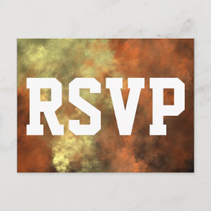 Oranje-gelige mist-achtige patroon RSVP-kaart Uitnodiging Briefkaart