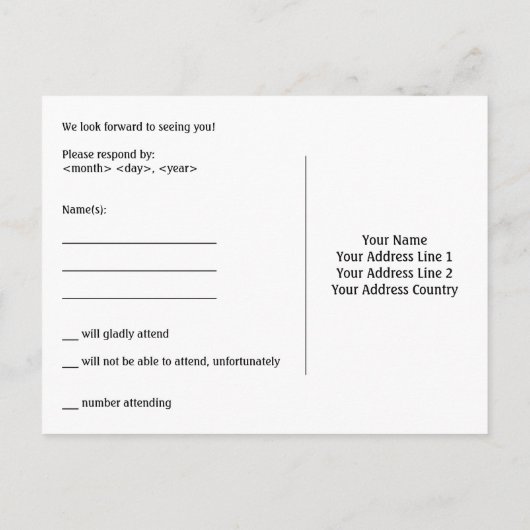 Oranje-gelige mist-achtige patroon RSVP-kaart Uitnodiging Briefkaart (Achterkant)