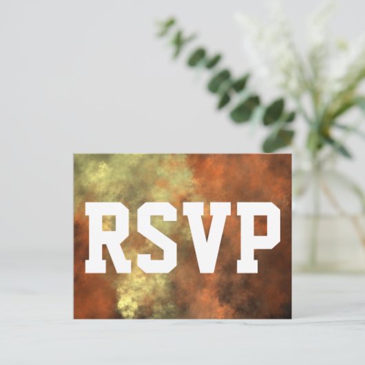 Oranje-gelige mist-achtige patroon RSVP-kaart Uitnodiging Briefkaart (Staand voorkant)