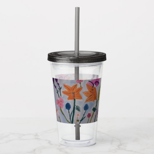 Oranje gelilies acryl drinkbeker (Voorkant)