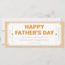 Oranje Gelukkige Vaderdag Cadeaubon Card Kaart