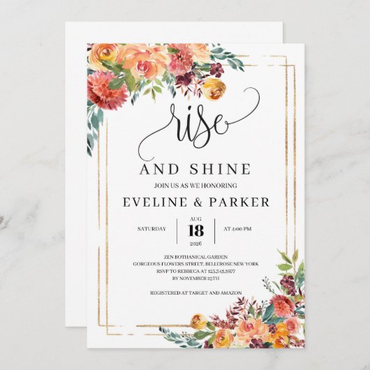 Oranje gemarigde bloemen stijgen en worden uitgeno kaart (Voorkant / Achterkant)