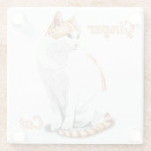 Oranje gember en witte kat gepersonaliseerd glazen onderzetter (Achterkant)