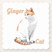 Oranje gember en witte kat gepersonaliseerd kartonnen onderzetters (Voorkant)