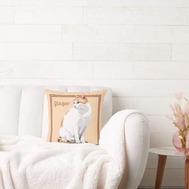 Oranje gember en witte kat gepersonaliseerd kussen (Bank)