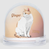 Oranje gember en witte kat gepersonaliseerd sneeuwbol (Achterkant)