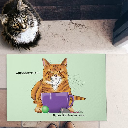Oranje gember koffie kat grappig deurmat
