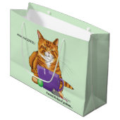Oranje gember koffie kat grappig groot cadeauzakje (Voorkant Gekanteld)