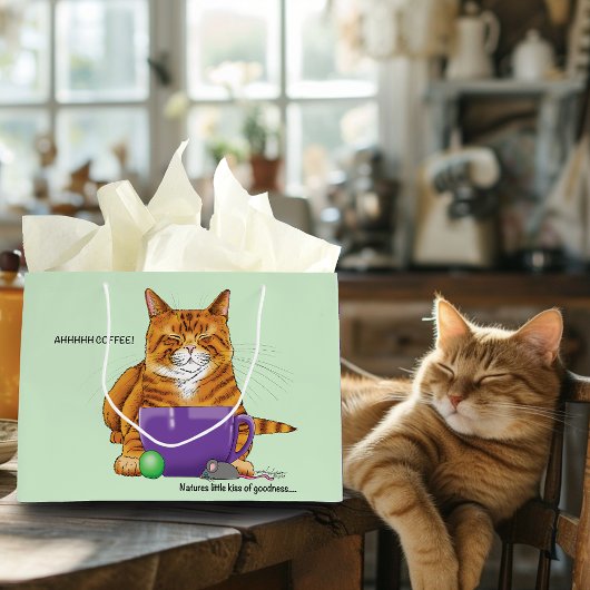 Oranje gember koffie kat grappig groot cadeauzakje