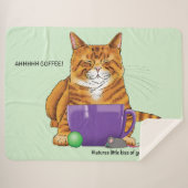 Oranje gember koffie kat grappig sherpa deken (Voorkant (horizontaal))