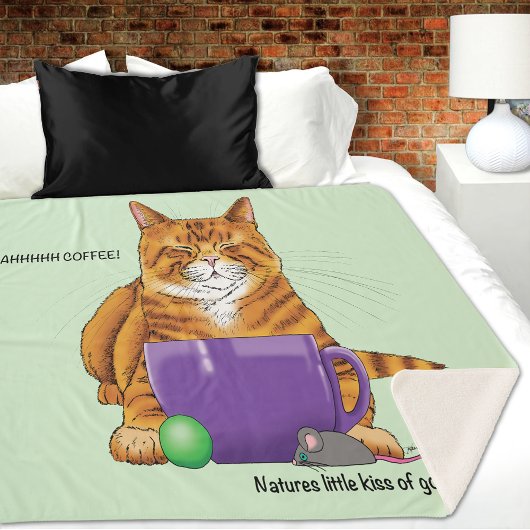 Oranje gember koffie kat grappig sherpa deken