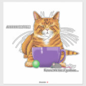 Oranje gember koffie kat grappig sticker (Vel)