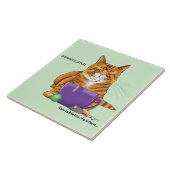 Oranje gember koffie kat grappig tegeltje (Zijkant)