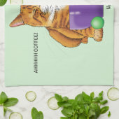 Oranje gember koffie kat grappig theedoek (Gevouwen)