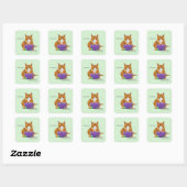 Oranje gember koffie kat grappig vierkante sticker (Vel)