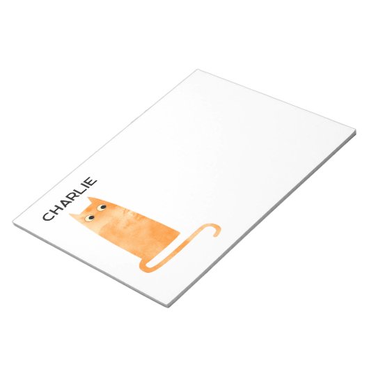 Oranje gemberkat gepersonaliseerd notitieblok (Schuin)