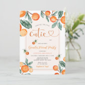 Oranje Gender Reveal Wat zal de kleine cutie zijn Kaart (Staand voorkant)