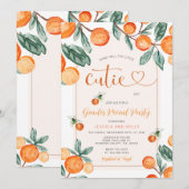 Oranje Gender Reveal Wat zal de kleine cutie zijn Kaart (Voorkant / Achterkant)