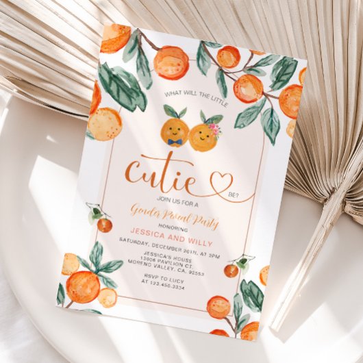 Oranje Gender Reveal Wat zal de kleine cutie zijn Kaart