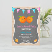 Oranje genderonthullende uitnodiging (Staand voorkant)