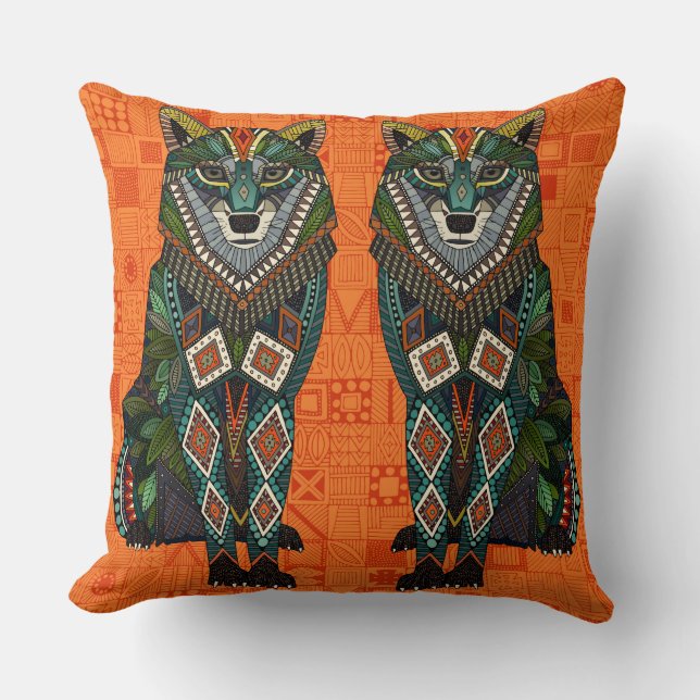 oranje geo kussen (Voorkant)