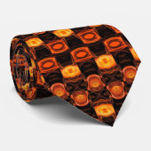 Oranje Geometisch Patroon 02 Stropdas (Opgerold)