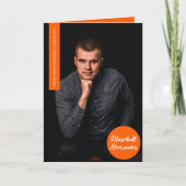 Oranje Geometrisch Afstuderen Fotouitnodiging (Voorkant)